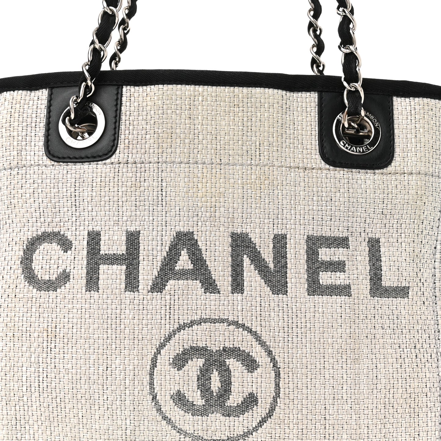 Woven Straw Raffia Mini Deauville Tote Grey