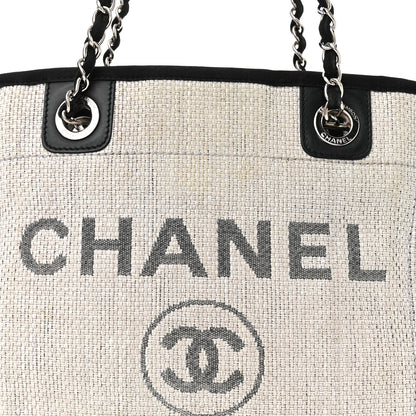 Chanel Woven Straw Raffia Mini Deauville Tote Grey 7 of 9