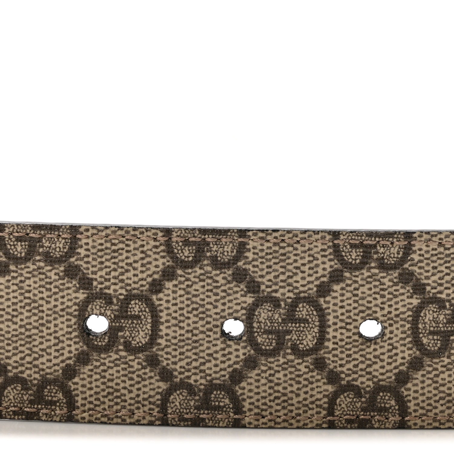 Gucci GG Supreme Monogram Plutone Calfskin Double G Reversible 37mm Belt 80 32 Beige Ebony New Acero 3 of 5