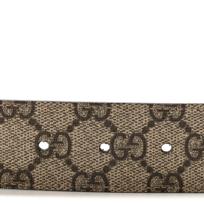 Gucci GG Supreme Monogram Plutone Calfskin Double G Reversible 37mm Belt 80 32 Beige Ebony New Acero 3 of 5