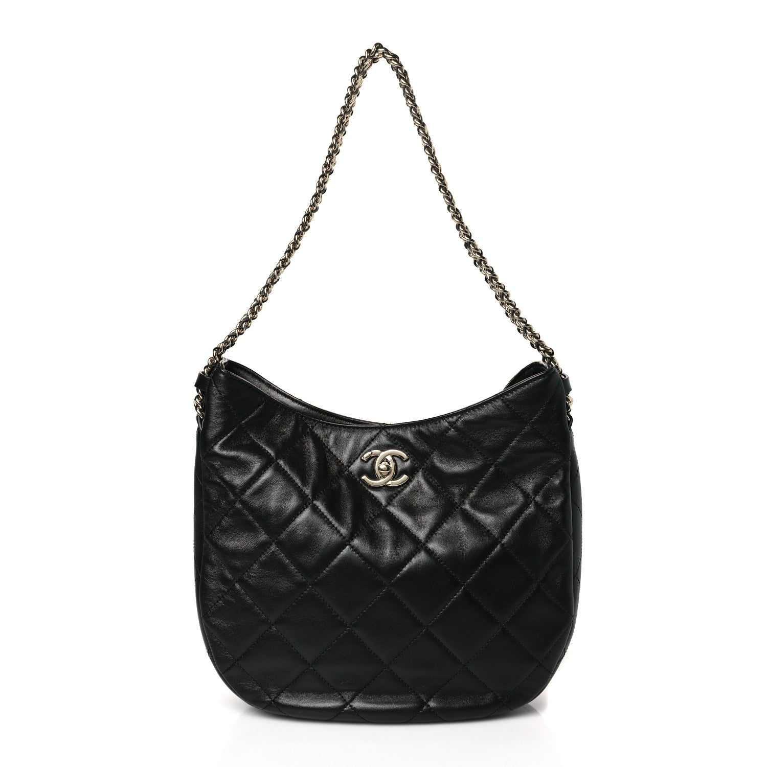 Chanel Lambskin Chain Rows Quilted Chain Hobo Black 1 of 9