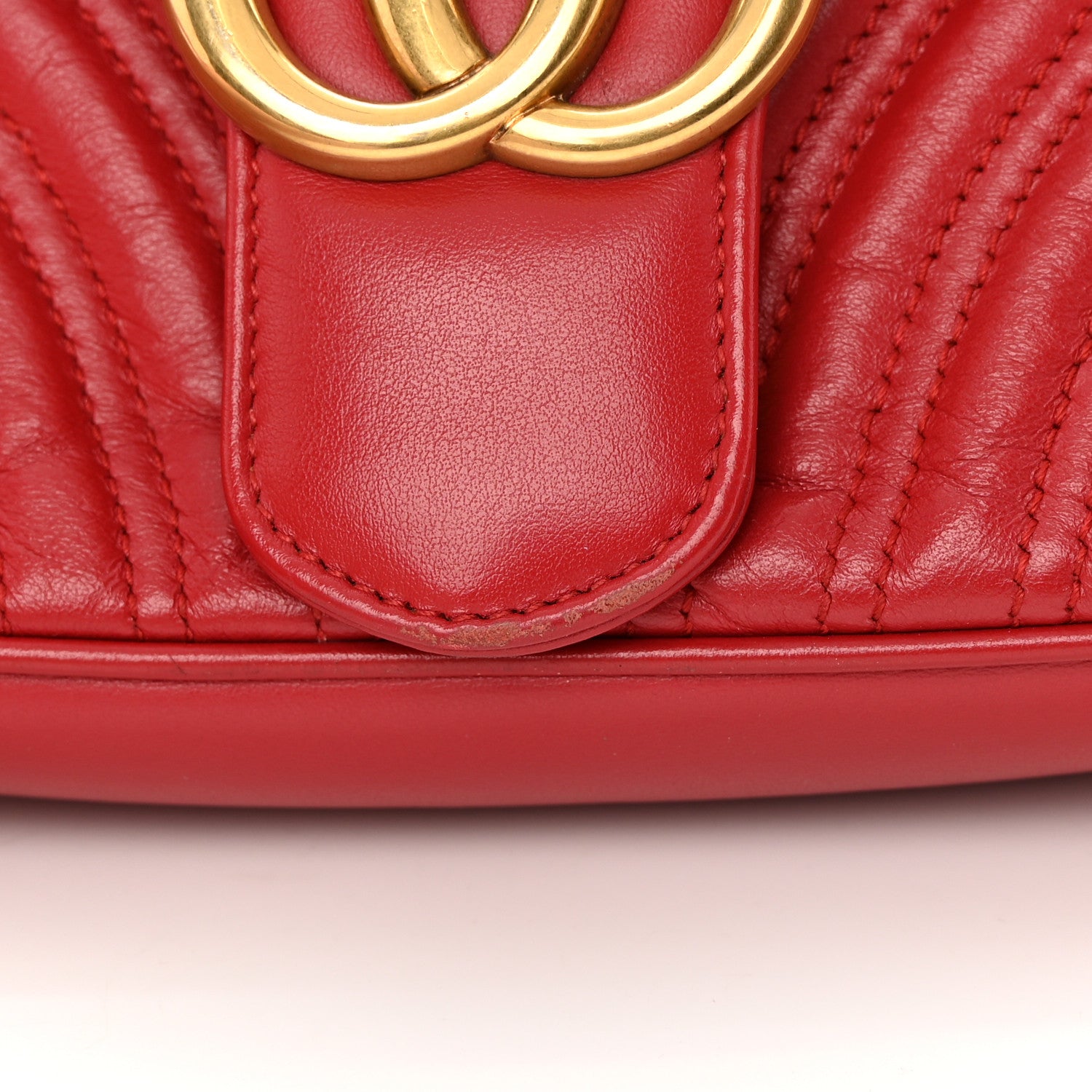 Gucci Calfskin Matelasse Small GG Marmont Shoulder Bag Hibiscus Red 15 of 16