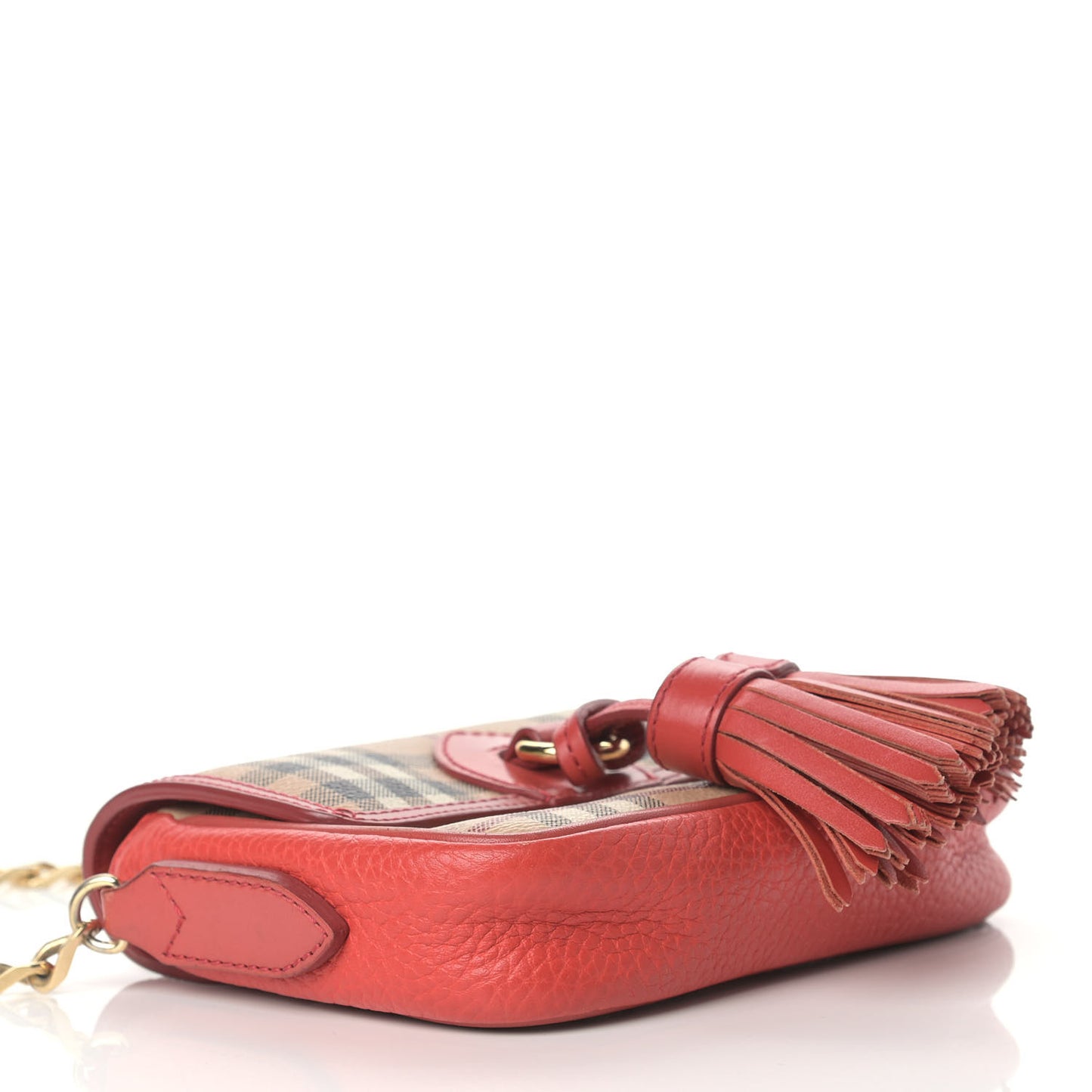 Haymarket Check Mini Tassel Crossbody Bag Red