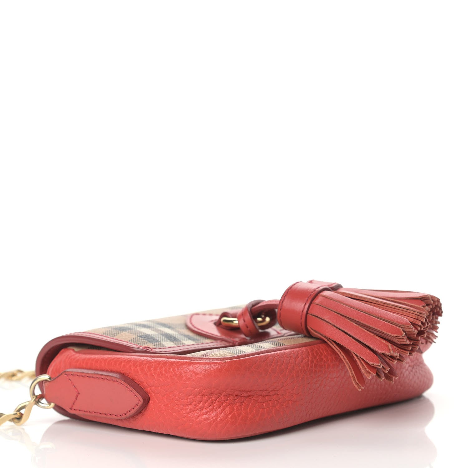 Burberry Haymarket Check Mini Tassel Crossbody Bag Red 4 of 10