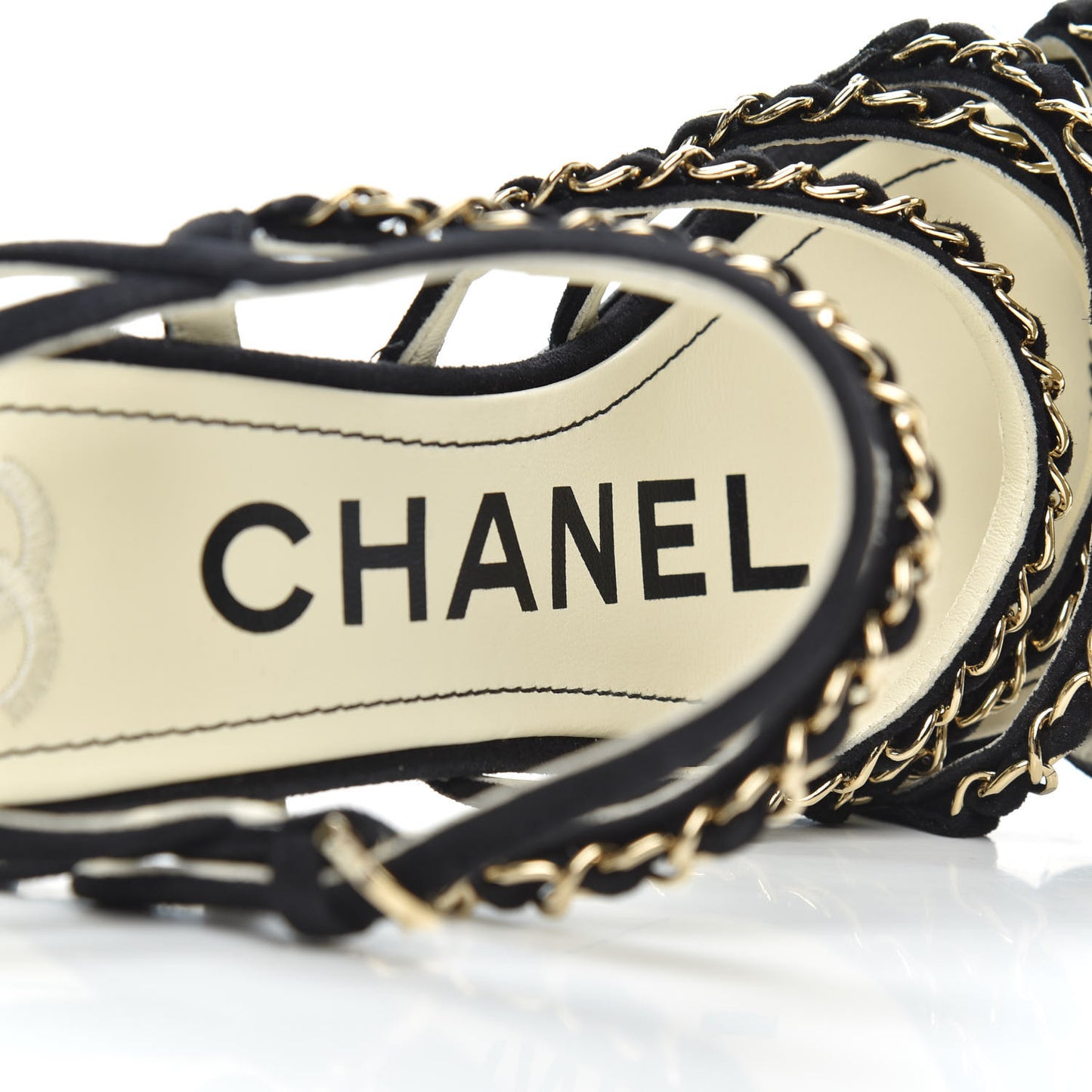 Suede Chain Sandals 38 Black