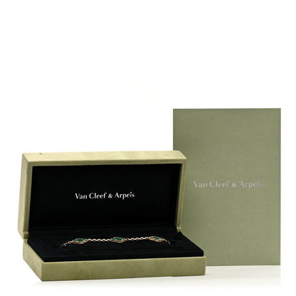 Van Cleef & Arpels 18K Yellow Gold Malachite 5 Motifs Vintage Alhambra Bracelet 5 of 5