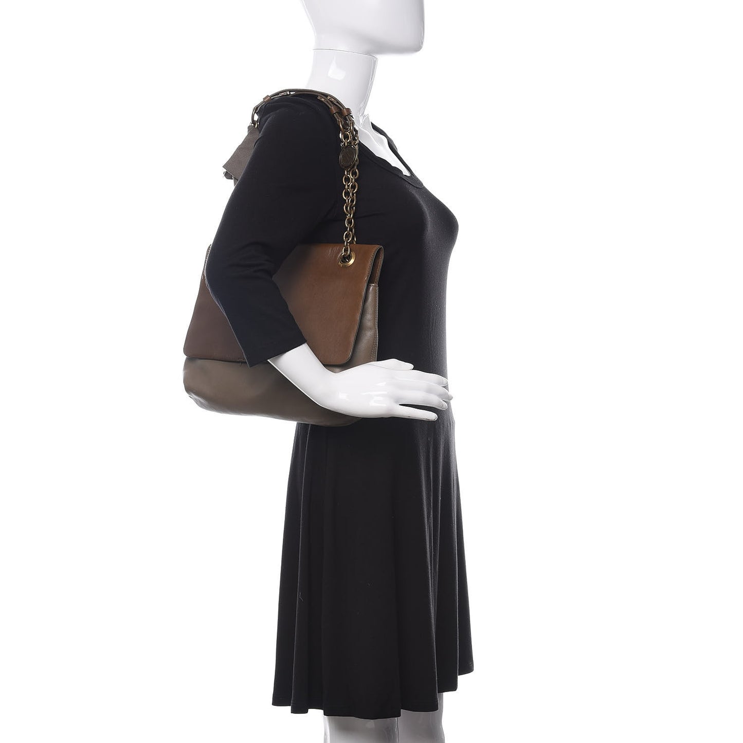 Calfskin Medium Happy Shoulder Bag Brown