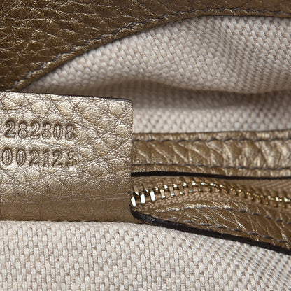 Gucci Metallic Pebbled Calfskin Large Soho Shoulder Bag Golden Beige 7 of 9