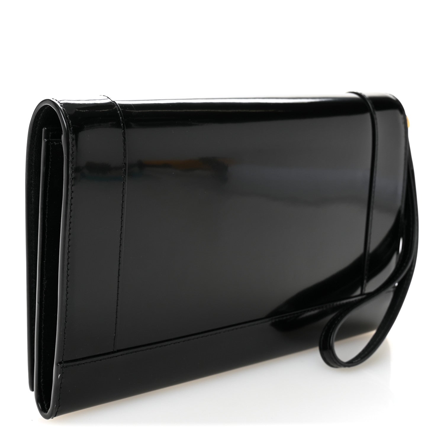 Saint Laurent Lambskin Patent Monogram Cassandre Clasp Flap Pouch Black 3 of 8