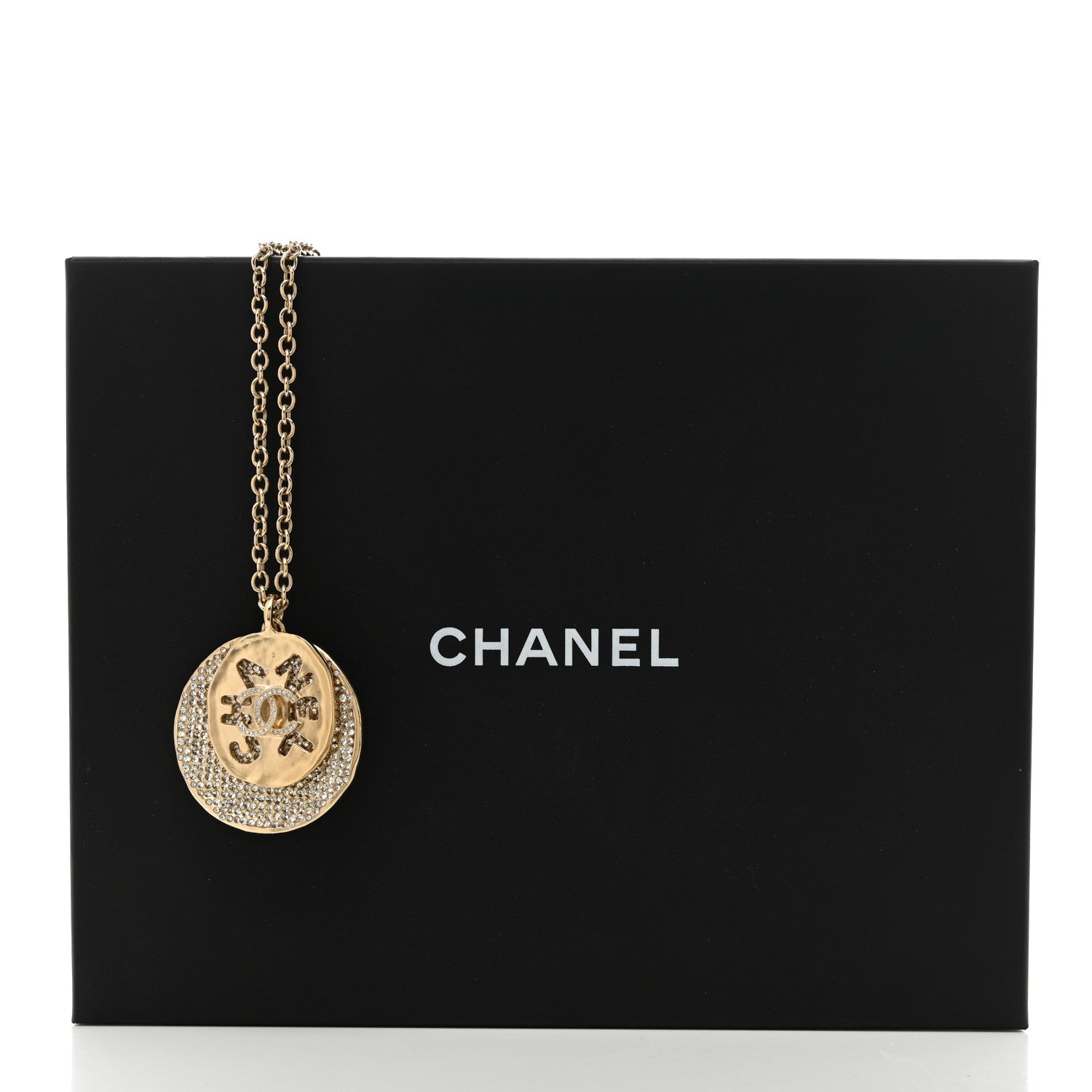 Chanel Medallion CC Crystal Chain Necklace Gold 5 of 5