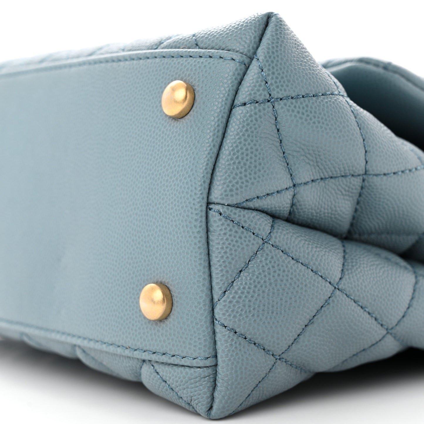 Caviar Quilted Small Coco Handle Flap Light Blue
