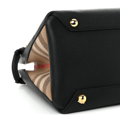 Burberry Derby Calfskin House Check Medium Banner Tote Black 9 of 10