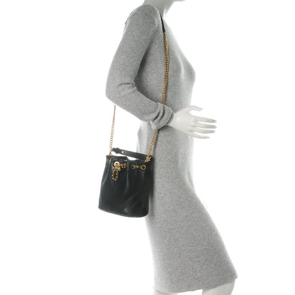 Chanel Iridescent Calfskin Python Patchwork Chevron Drawstring Bag Black 2 of 7