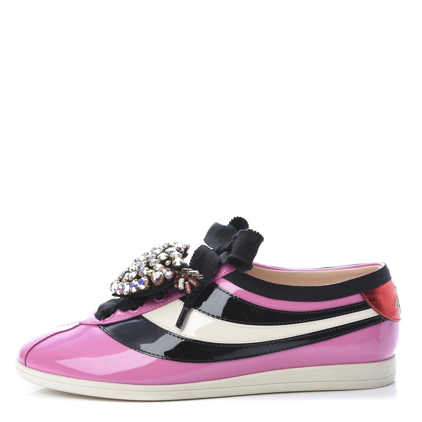 Patent Calfskin Crystal Womens Web Falacer Sneakers 36 Pink