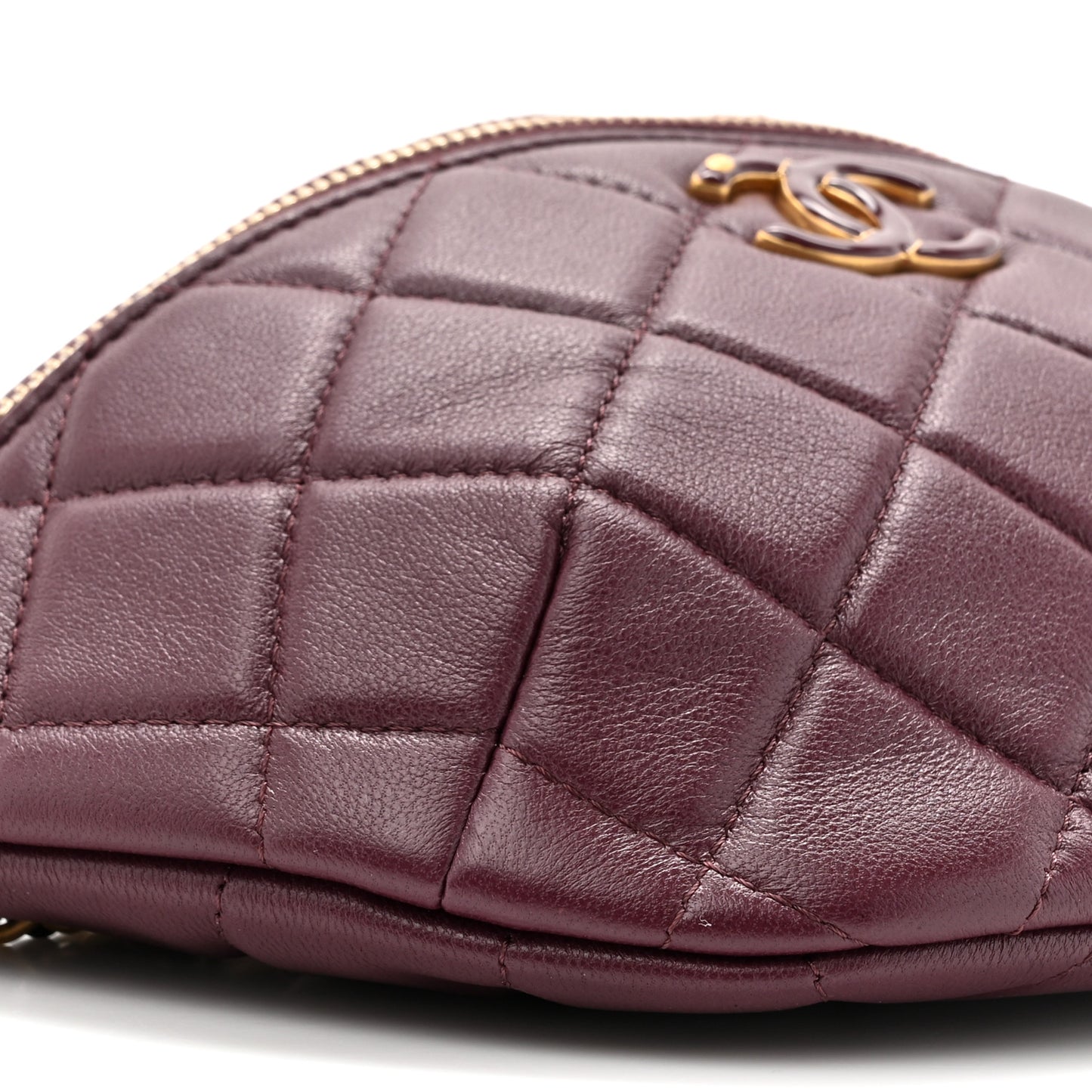 Shiny Lambskin Enamel Quilted Waist Bag Fanny Pack Burgundy Burgundy