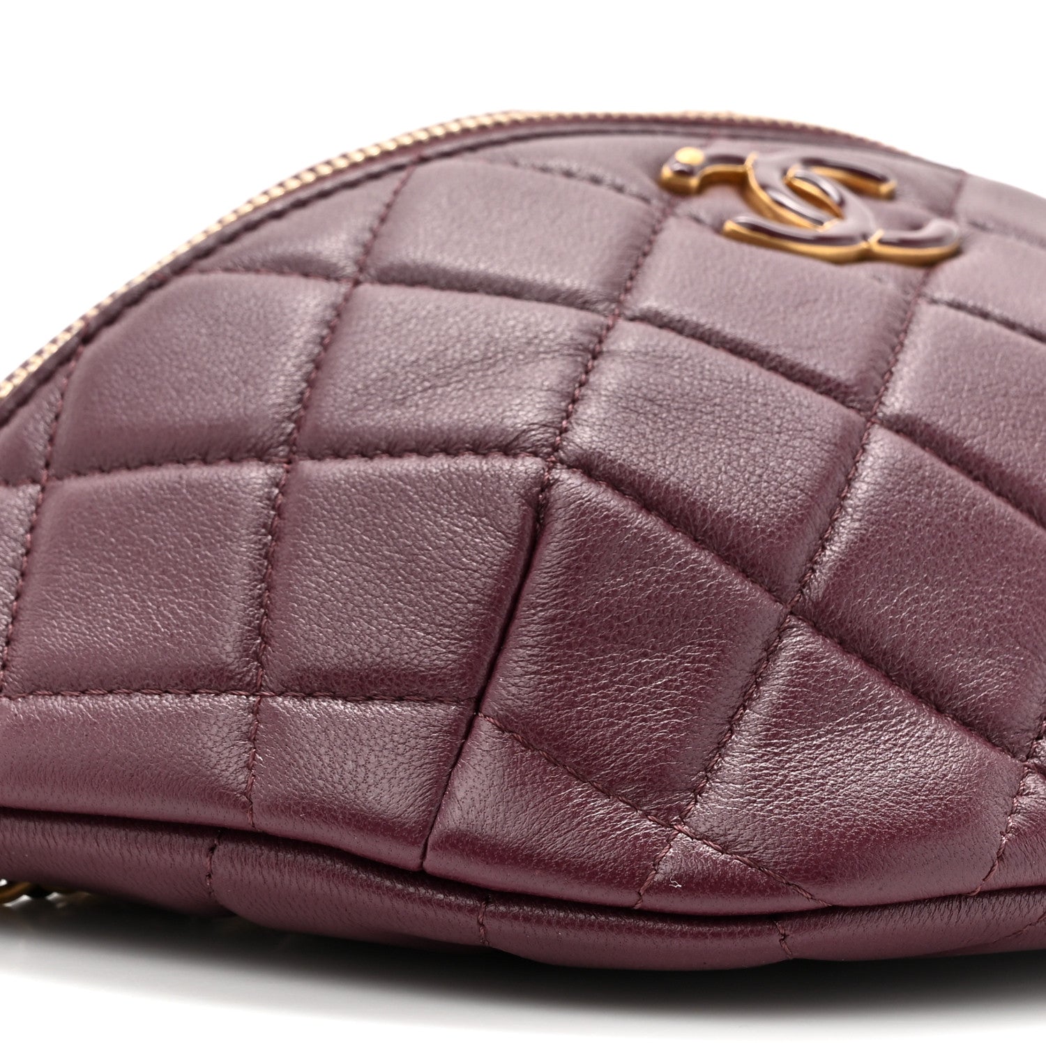Chanel Shiny Lambskin Enamel Quilted Waist Bag Fanny Pack Burgundy Burgundy 10 of 11