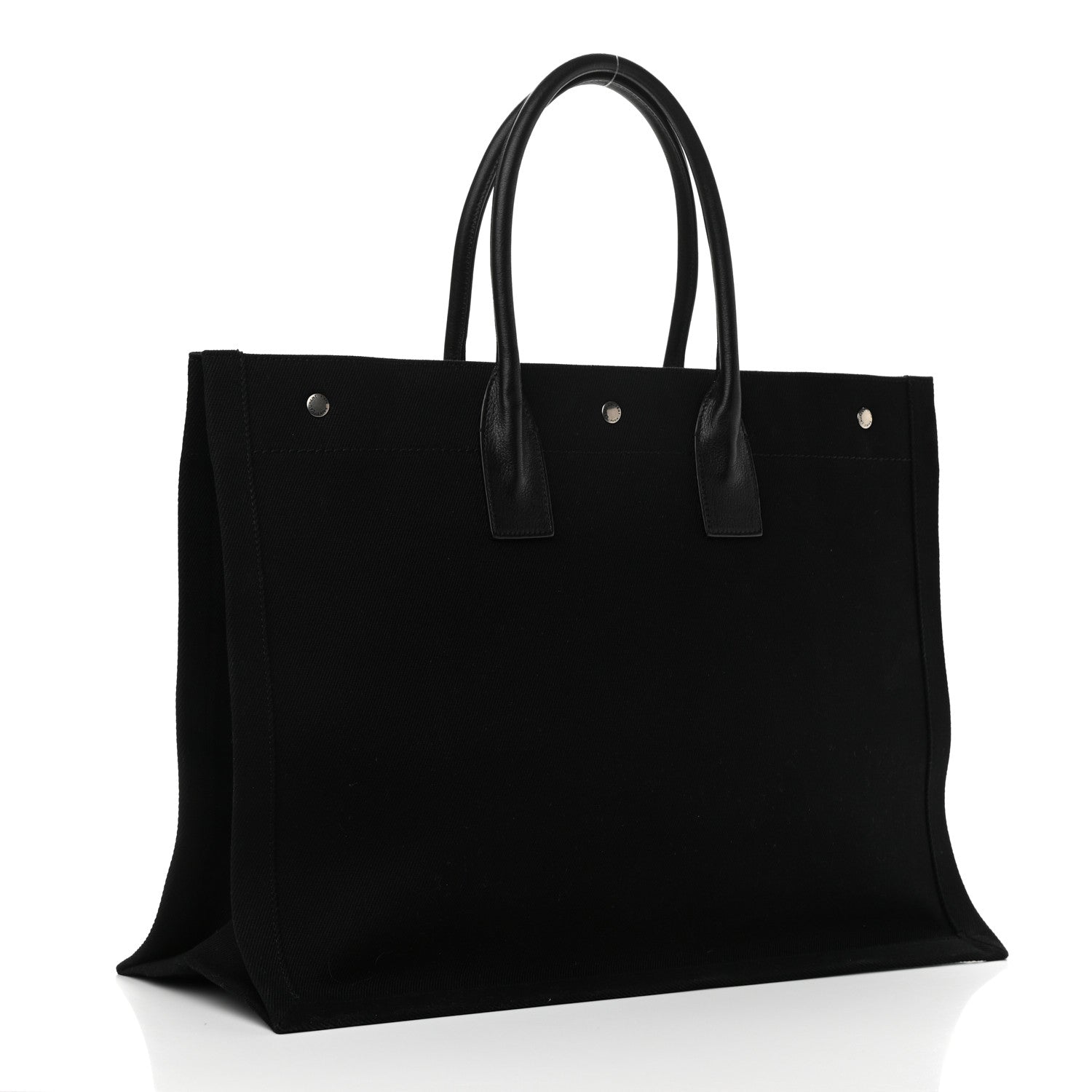 Saint Laurent Linen Calfskin Rive Gauche Tote Black 2 of 9