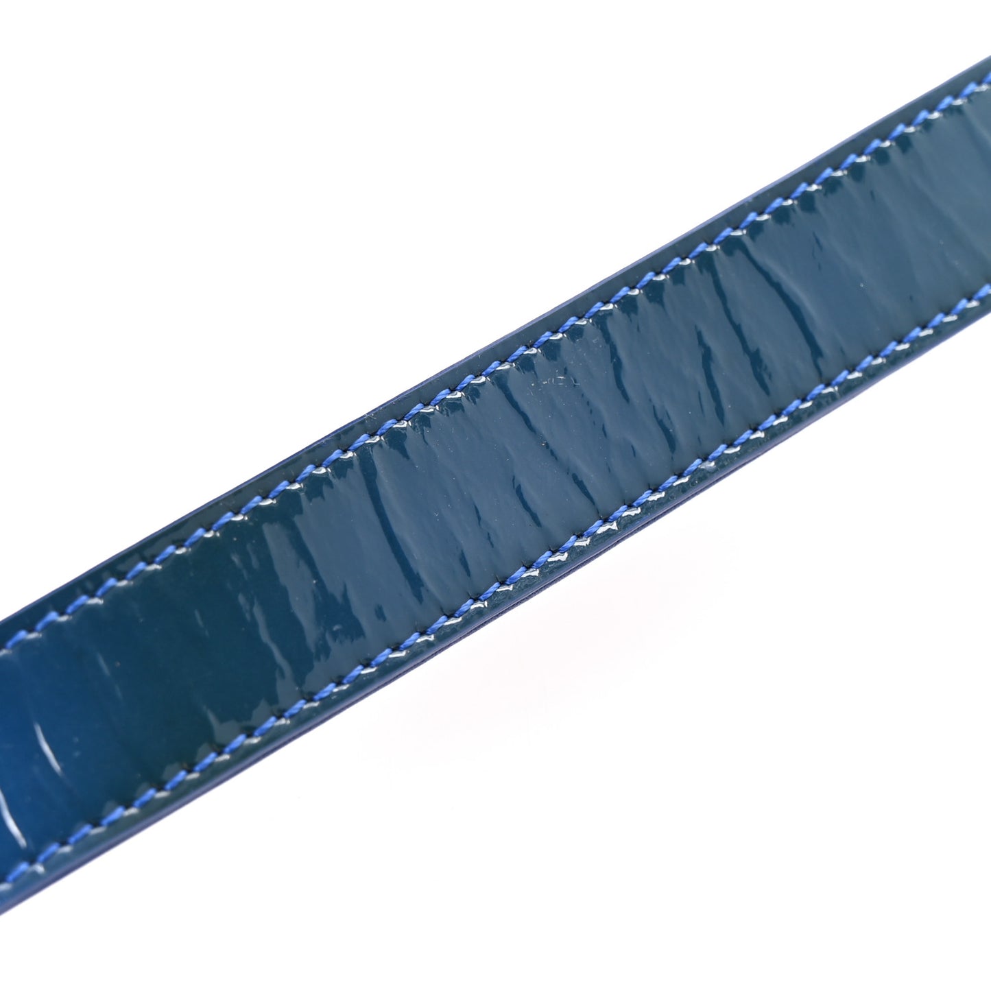 Patent Calfskin Quilted Medium Plexiglass Boy Flap Blue