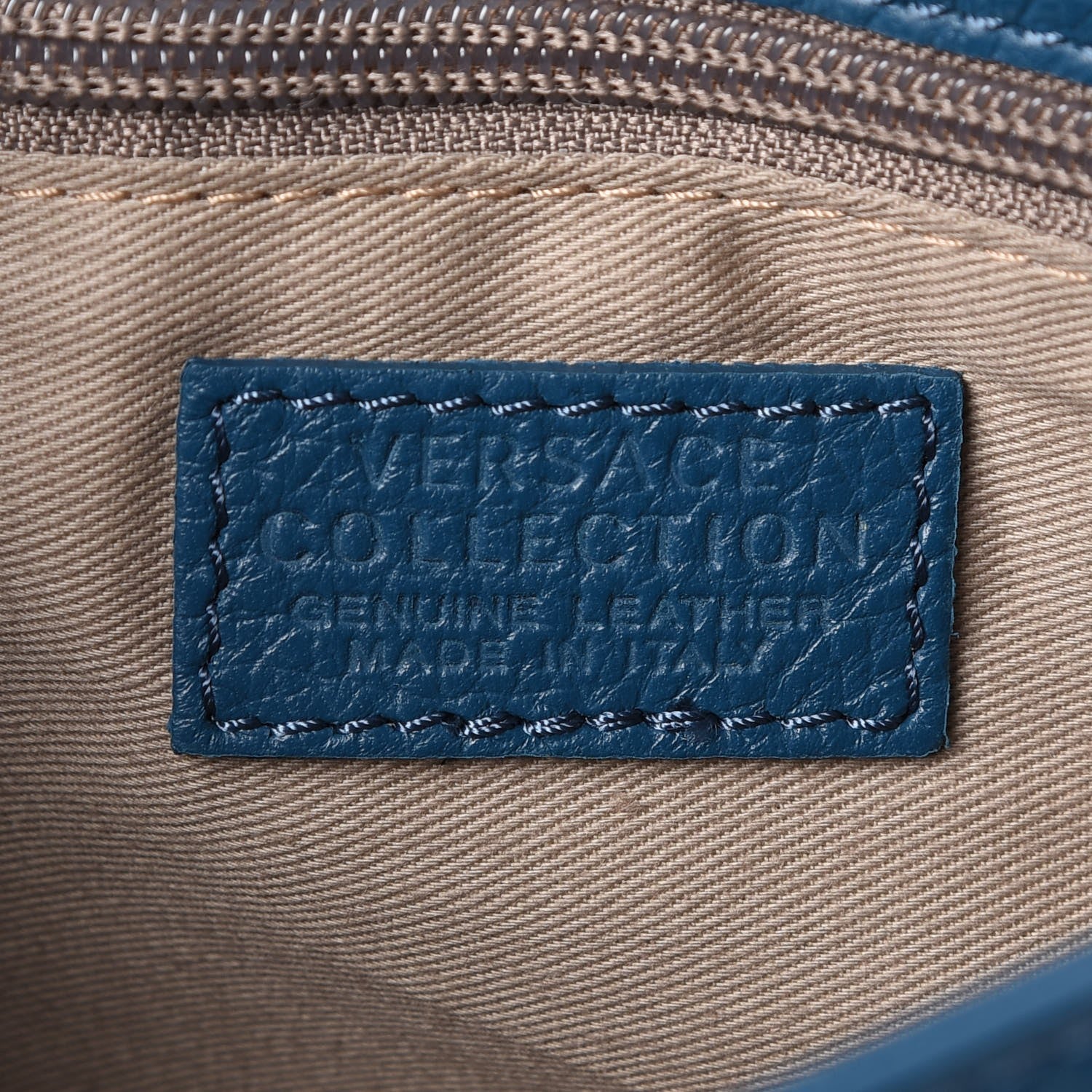 Versace COLLECTION Calfskin Convertible Clutch Teal 6 of 6