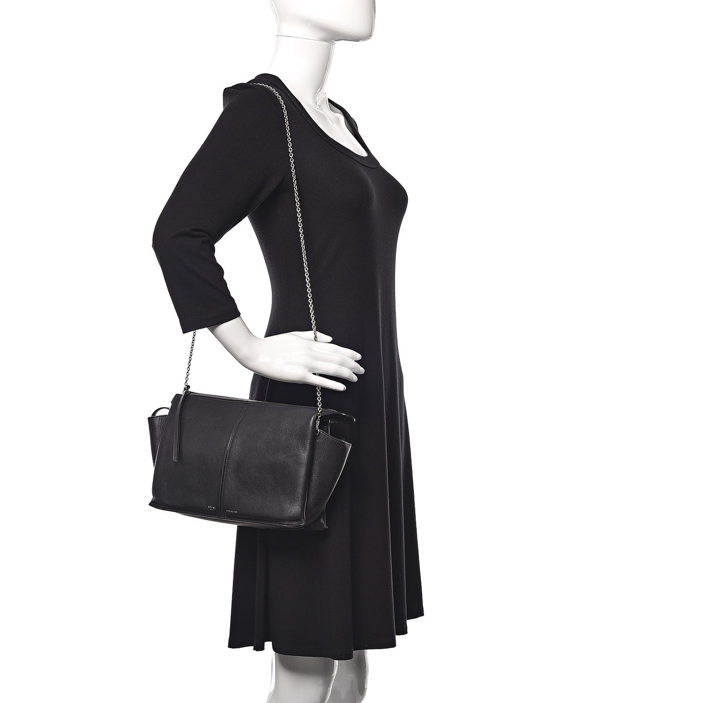 Supple Natural Calfskin Tri-Fold Clutch Black