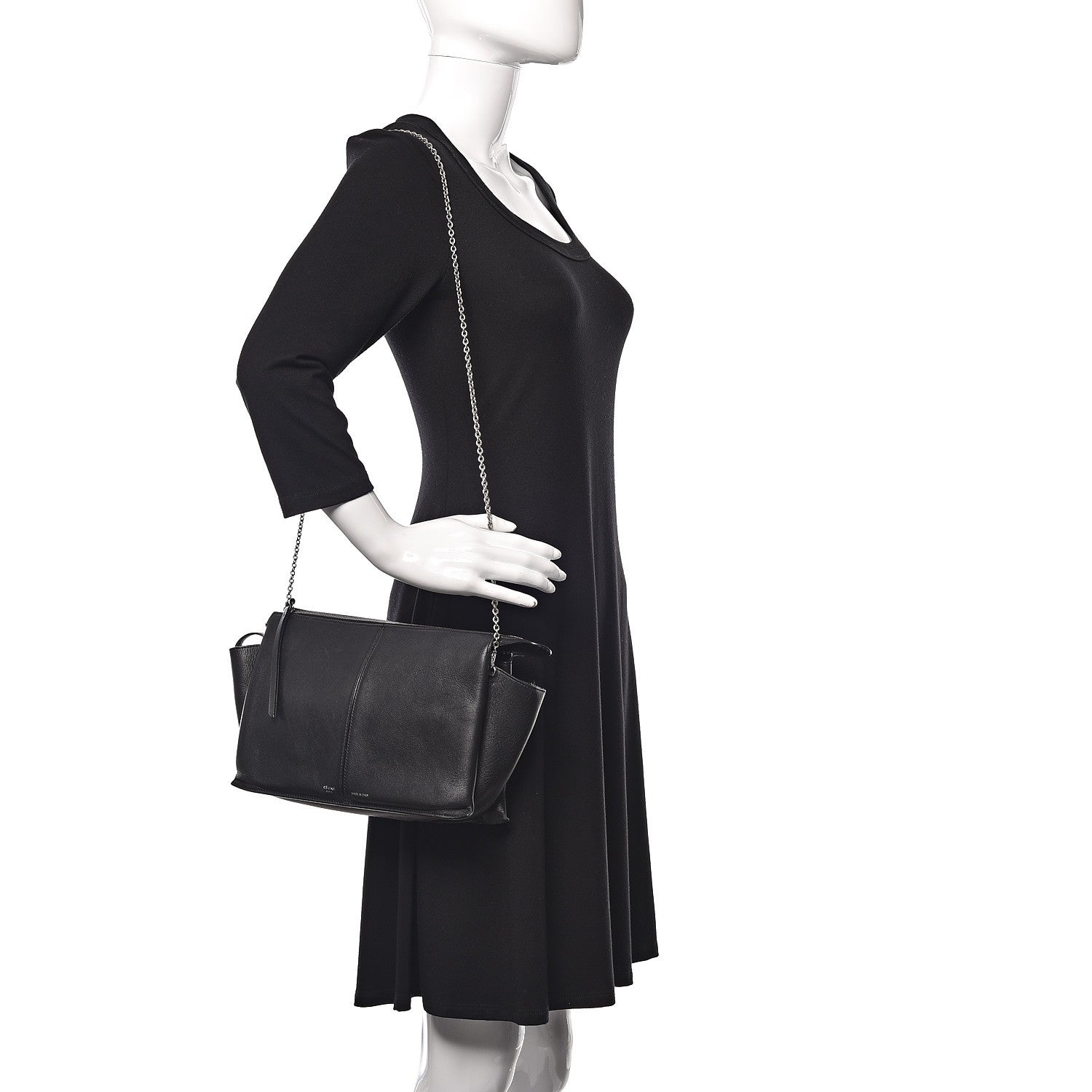 Celine Supple Natural Calfskin Tri-Fold Clutch Black 2 of 11