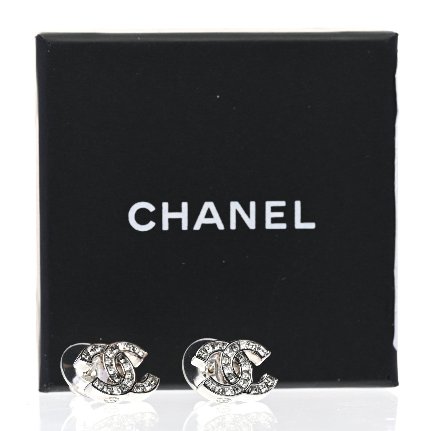 Chanel Crystal CC Earrings Silver 5 of 5