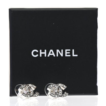 Chanel Crystal CC Earrings Silver 5 of 5