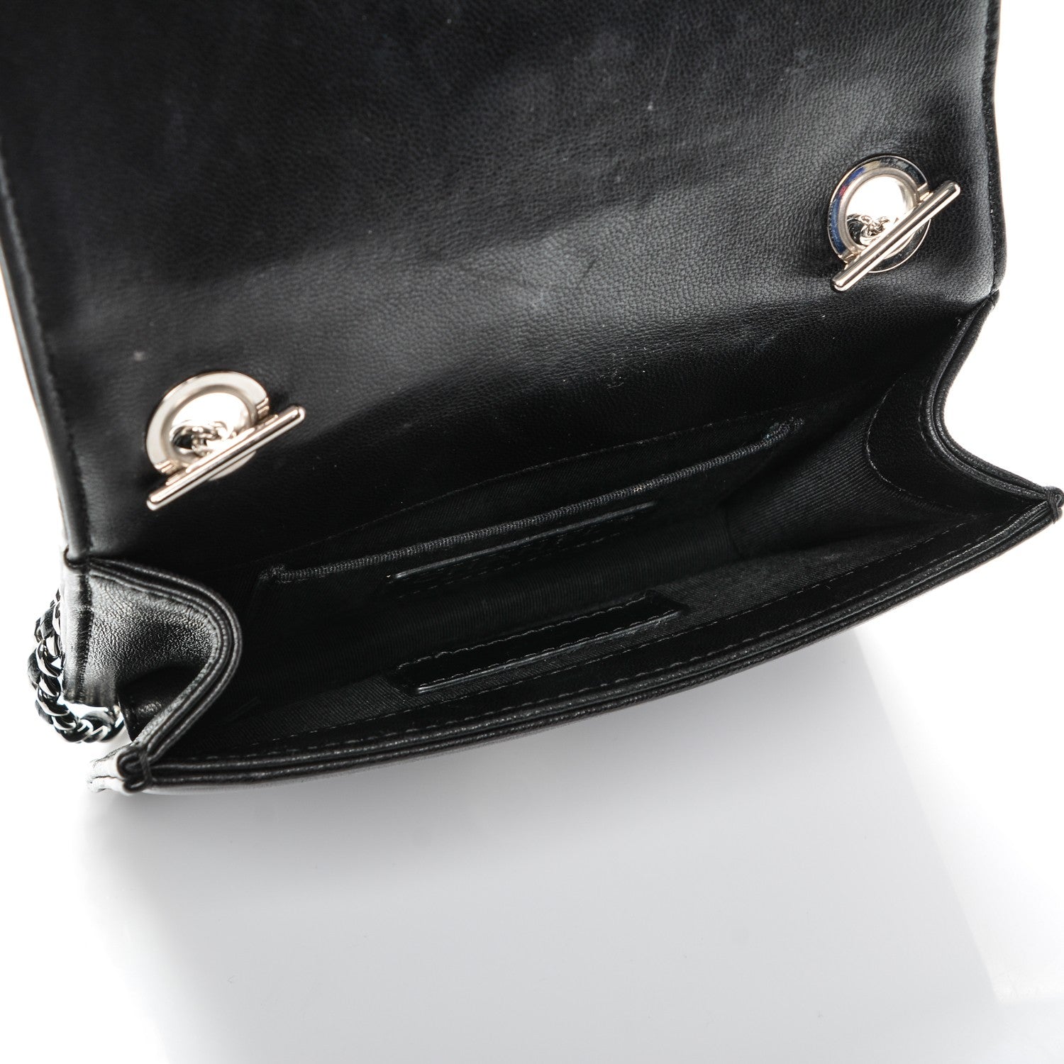 Chanel Plexiglass Patent Mini Striped Boy Brick Flap Black White 5 of 10