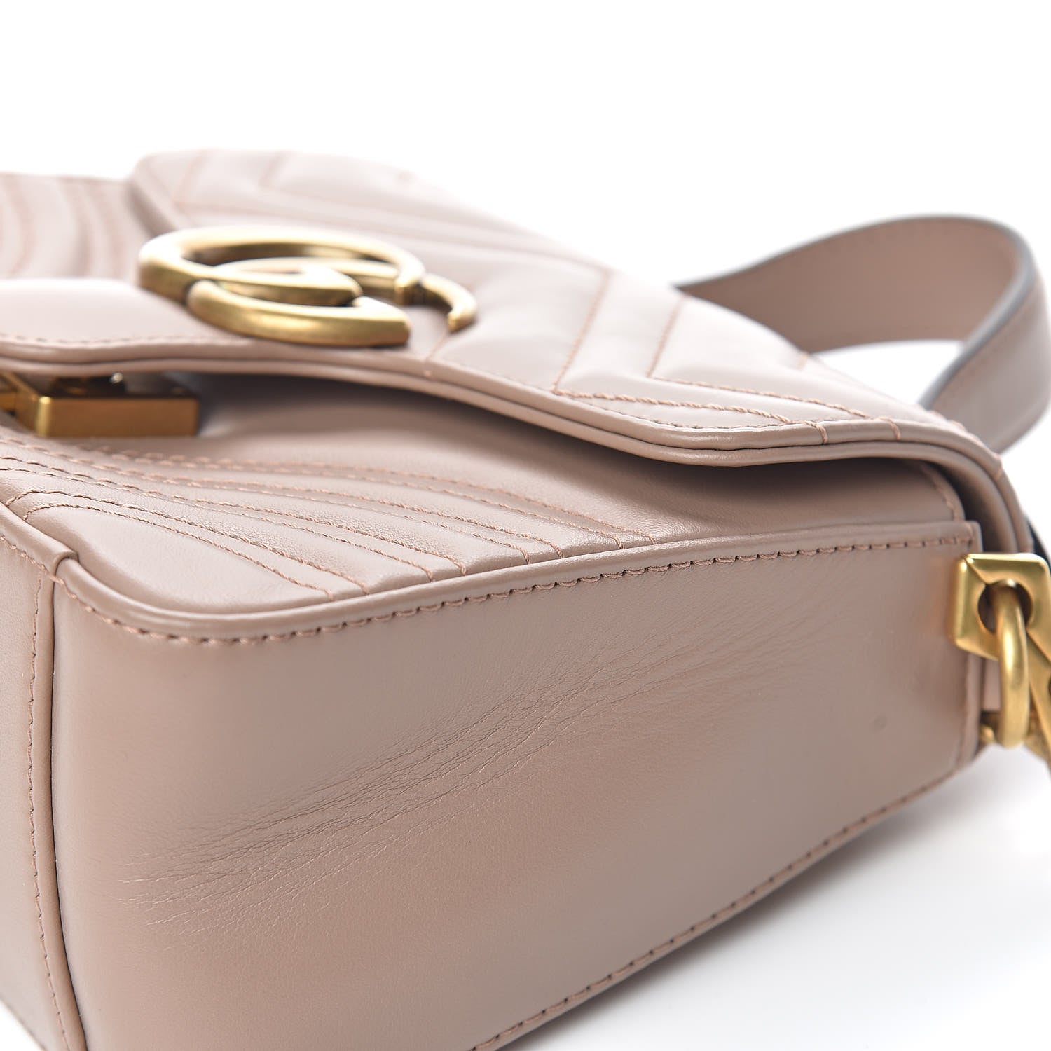 Gucci Calfskin Matelasse Mini GG Marmont Top Handle Shoulder Bag Porcelain Rose 10 of 11