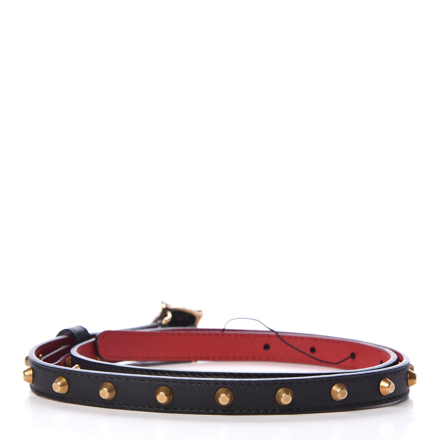 Gucci Calfskin Skinny Studded Feline Belt 85 34 Black 3 of 6