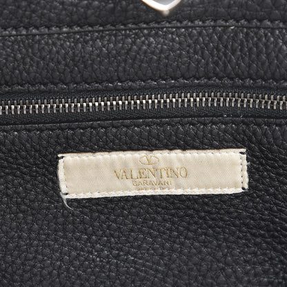 Valentino Garavani Grained Calfskin Turquoise Medium Rockstud Rolling Tote Black 6 of 13