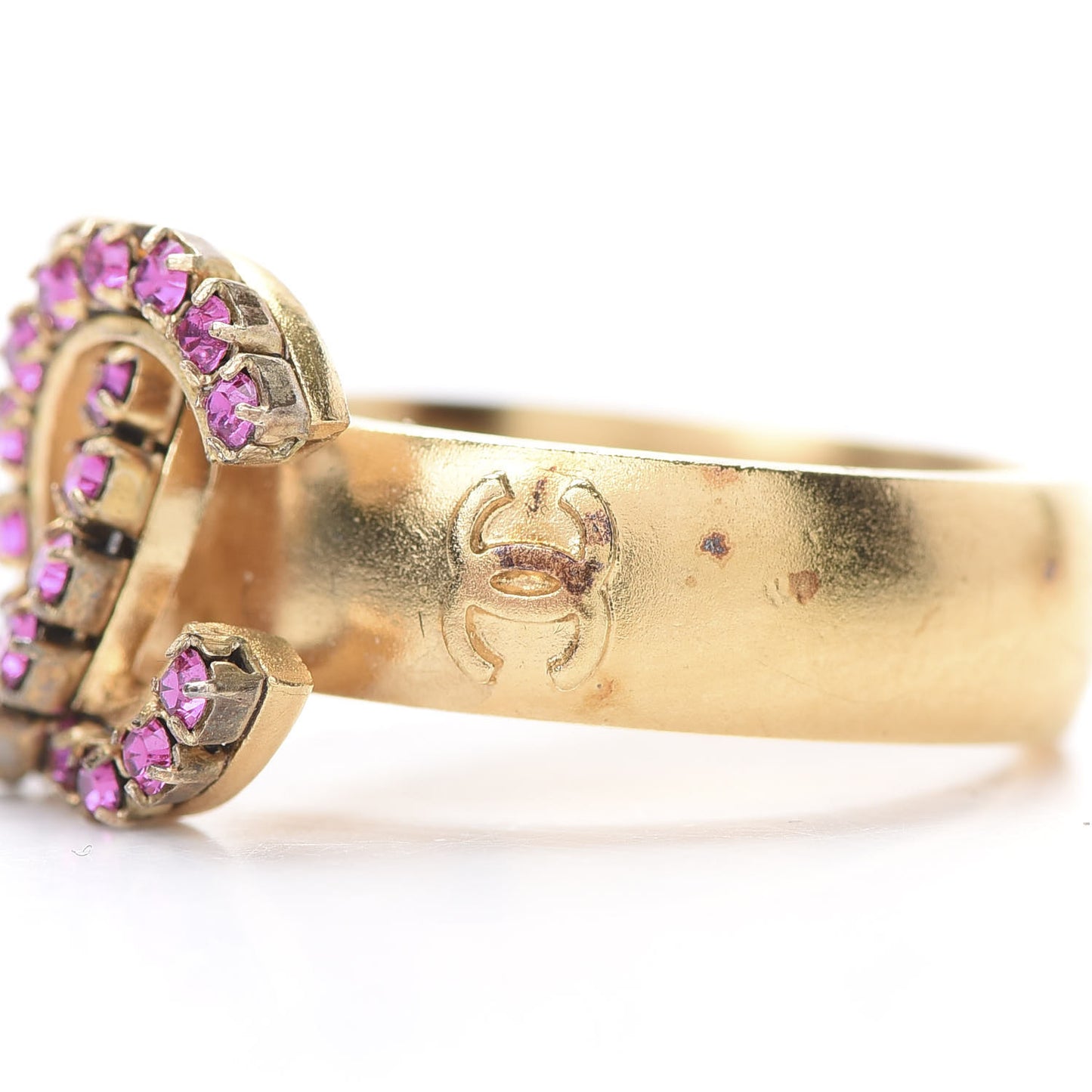 Crystal CC Ring 7 Gold Pink