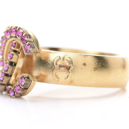Chanel Crystal CC Ring 7 Gold Pink 6 of 8