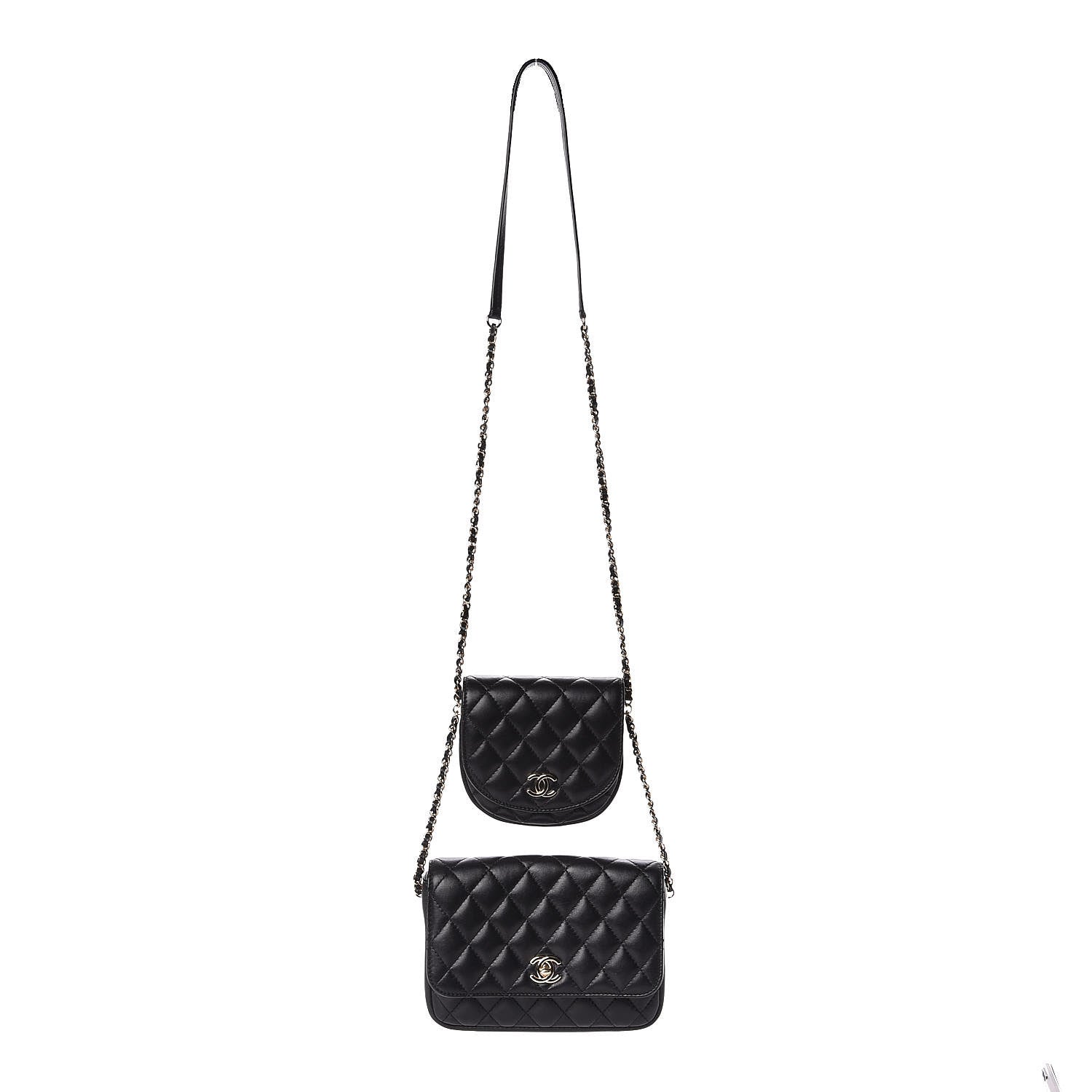 Chanel Lambskin Quilted Side Packs Black 1 of 11