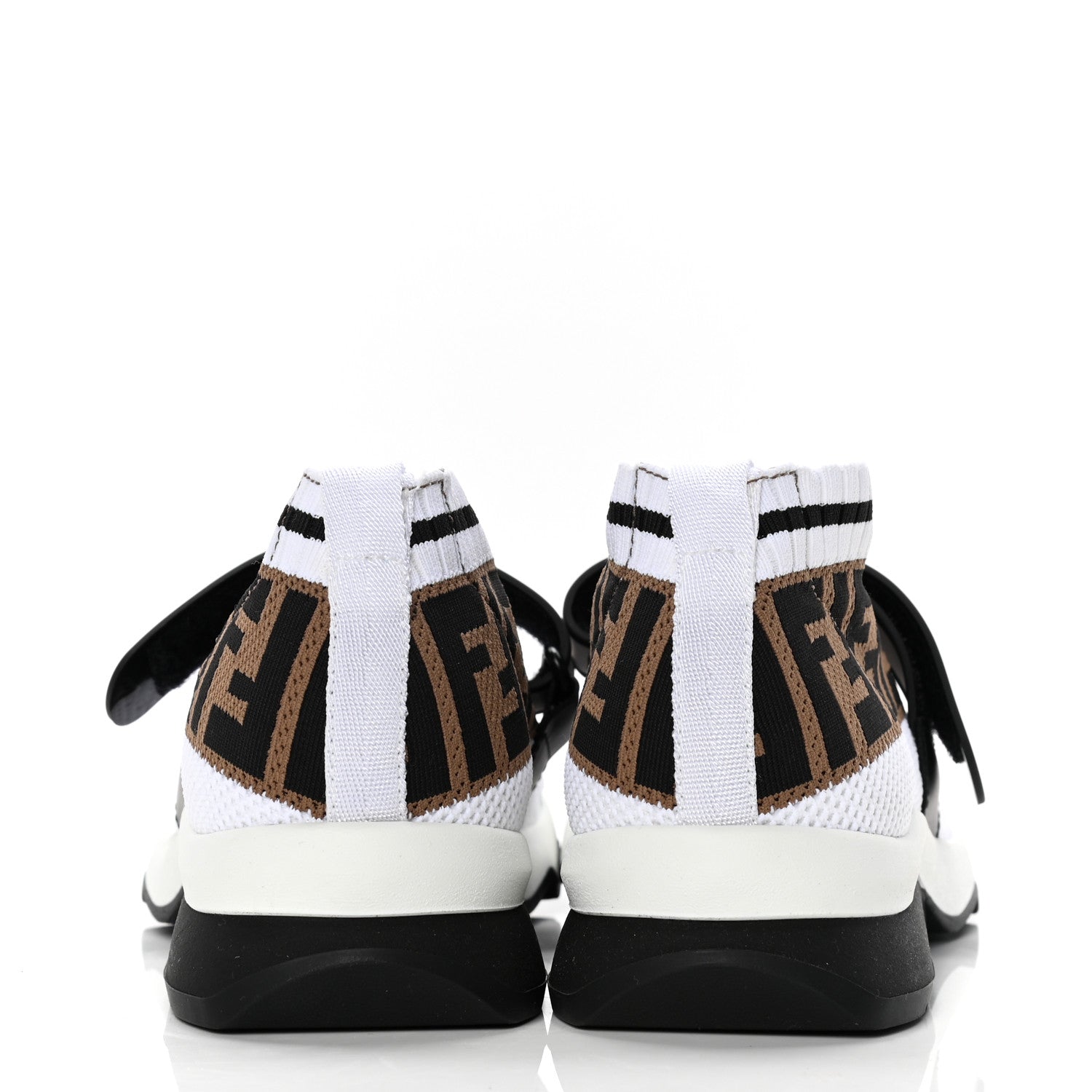 Fendi Stretch Yarn FF Stiff Band Rockoko Sneakers 36.5 White Black Tobacco 6 of 9