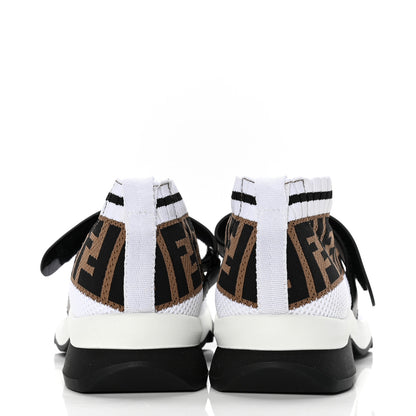 Fendi Stretch Yarn FF Stiff Band Rockoko Sneakers 36.5 White Black Tobacco 6 of 9
