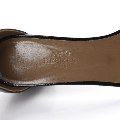Hermes Patent Epsom Box Manege Sandals 37.5 Black 8 of 10
