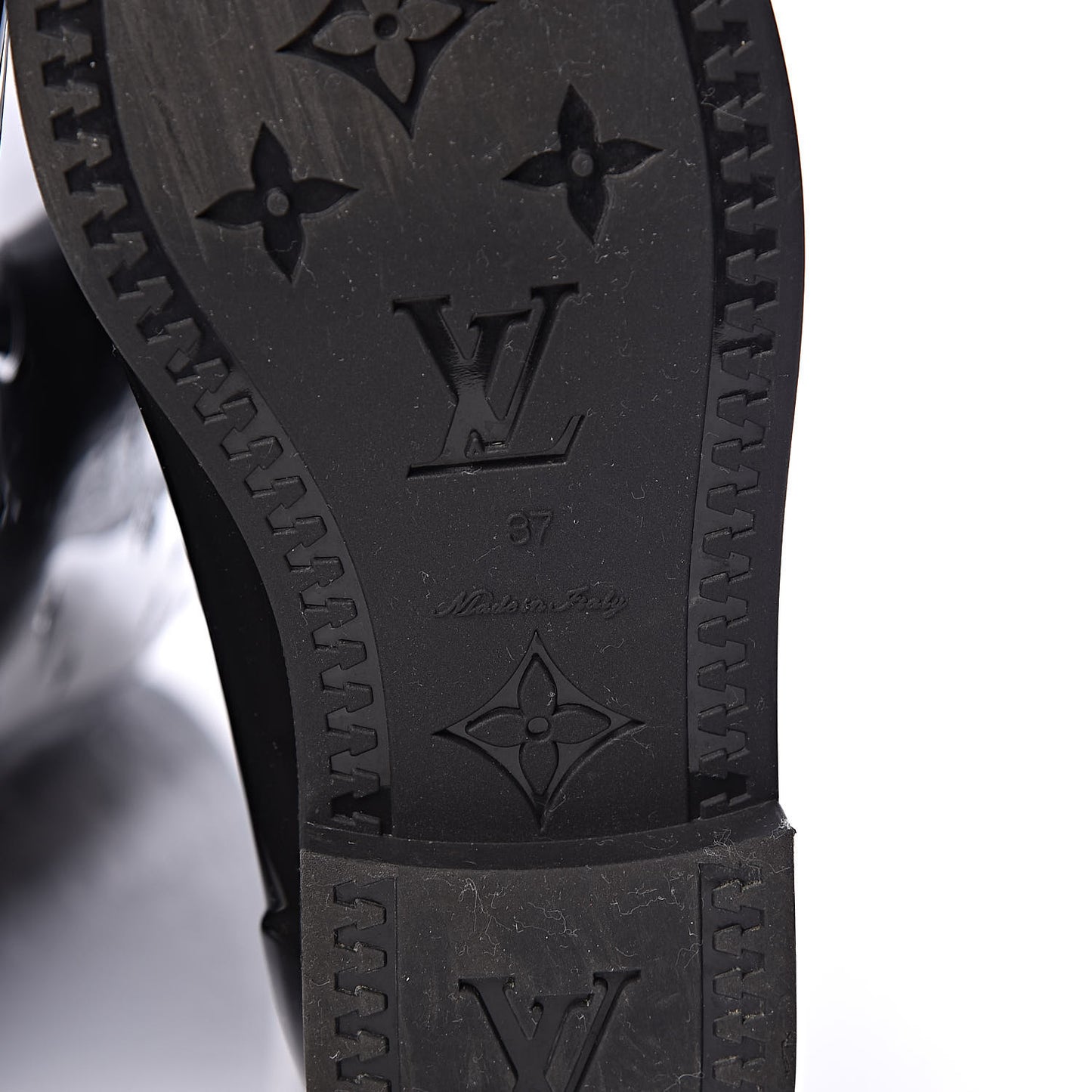 Rubber Embossed Monogram Drops High Rain Boots 37 Black