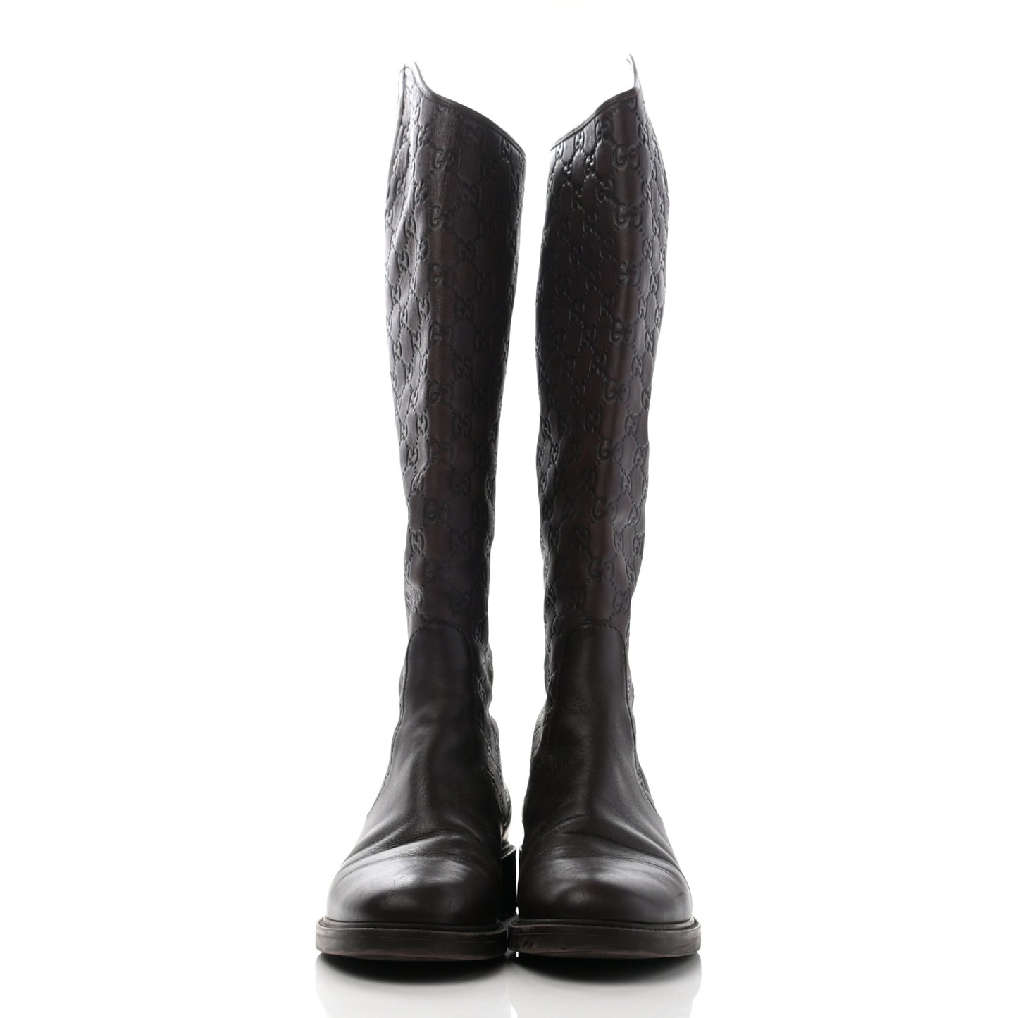 Guccissima Calfskin Miro Soft Knee High Riding Boots 39 Chocolate