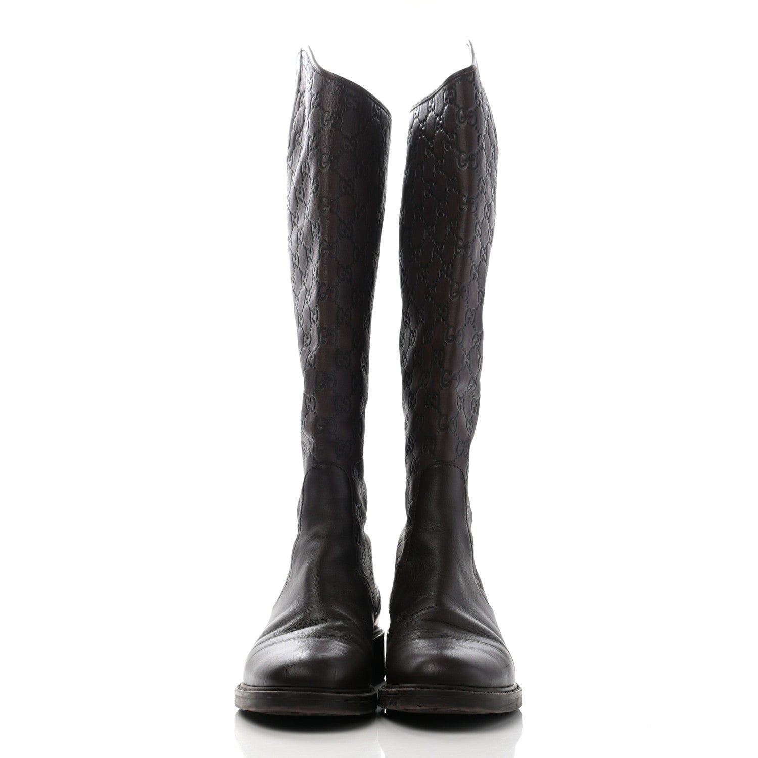 Gucci Guccissima Calfskin Miro Soft Knee High Riding Boots 39 Chocolate 3 of 14