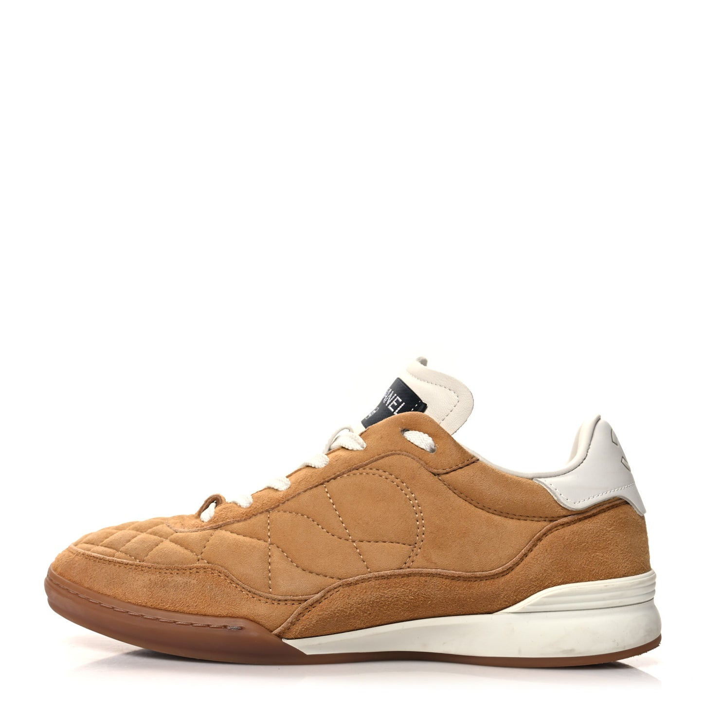 Suede Kidskin Quilted Sneakers 37 Dark Beige