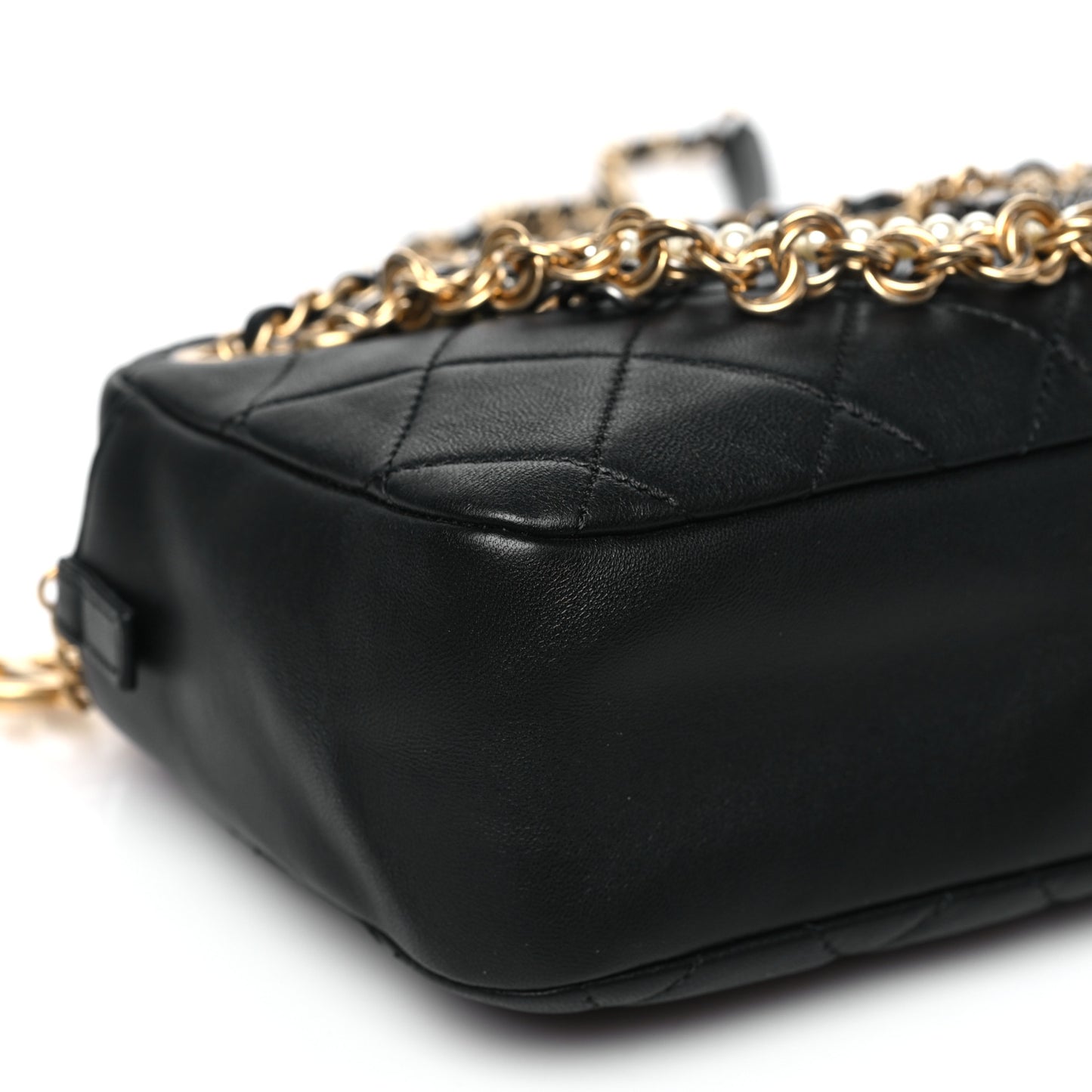 Lambskin Quilted All About Chains Camera Bag Black