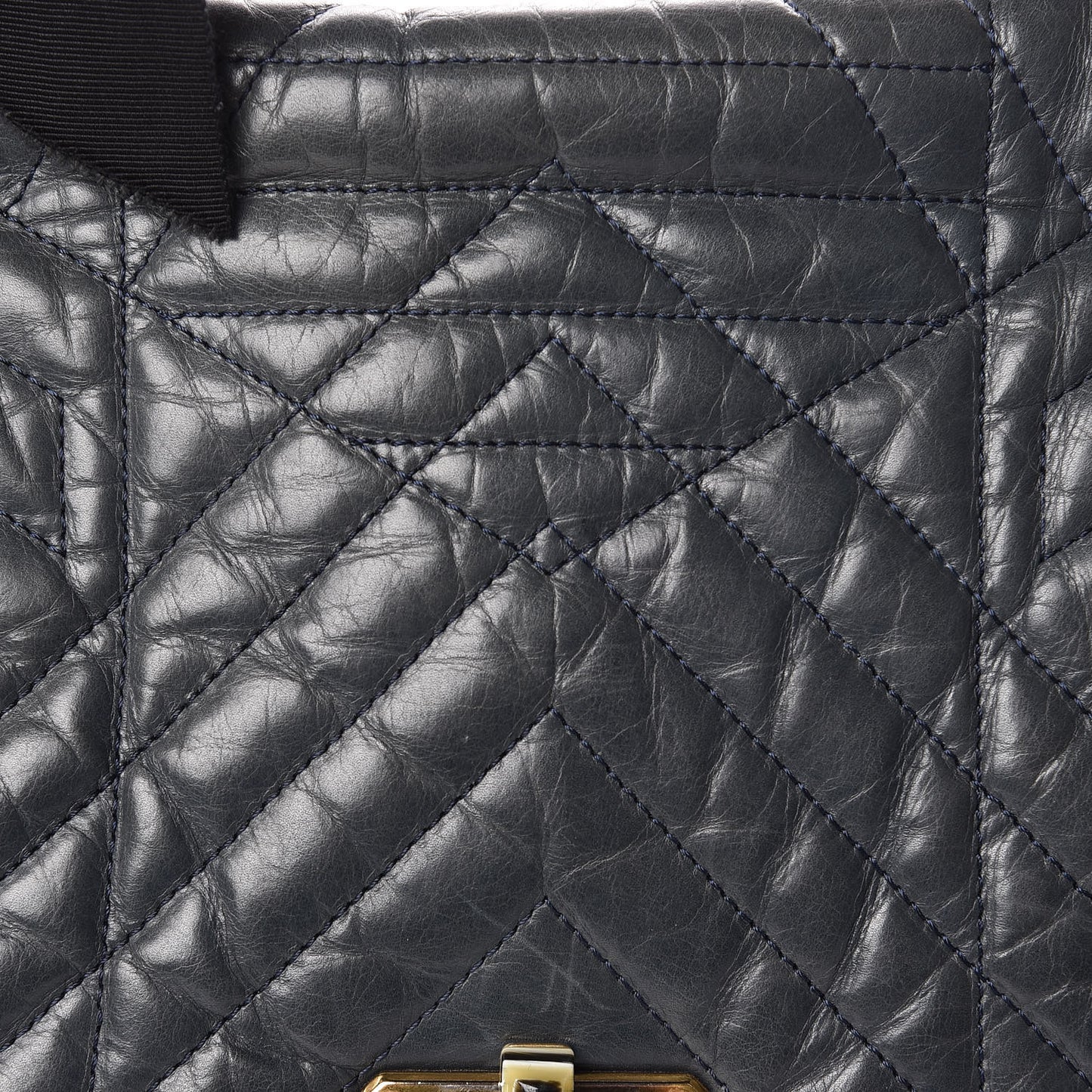 Calfskin Quilted Large Happy Shoulder Bag Grey