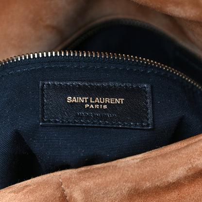 Saint Laurent Suede Calfskin Quilted Small Loulou Puffer Monogram Chain Satchel Cinnamon 6 of 13