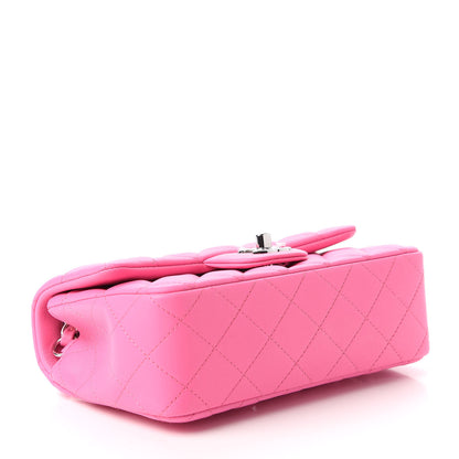 Chanel Lambskin Quilted Mini Rectangular Flap Neon Pink 4 of 11