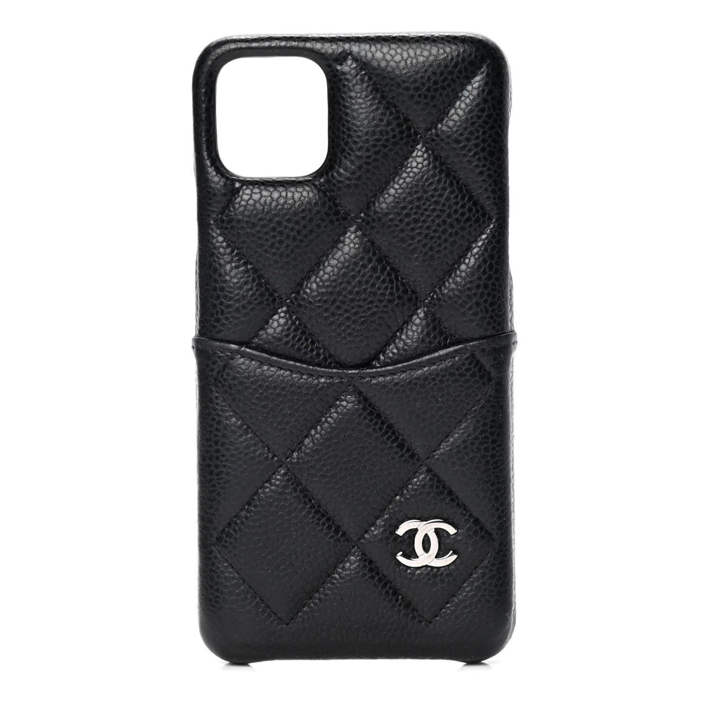 Caviar Quilted iPhone 11 Tech Case Black Burgundy