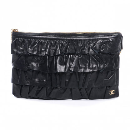 Chanel Lambskin Ruffle Evening Bag Black 1 of 8