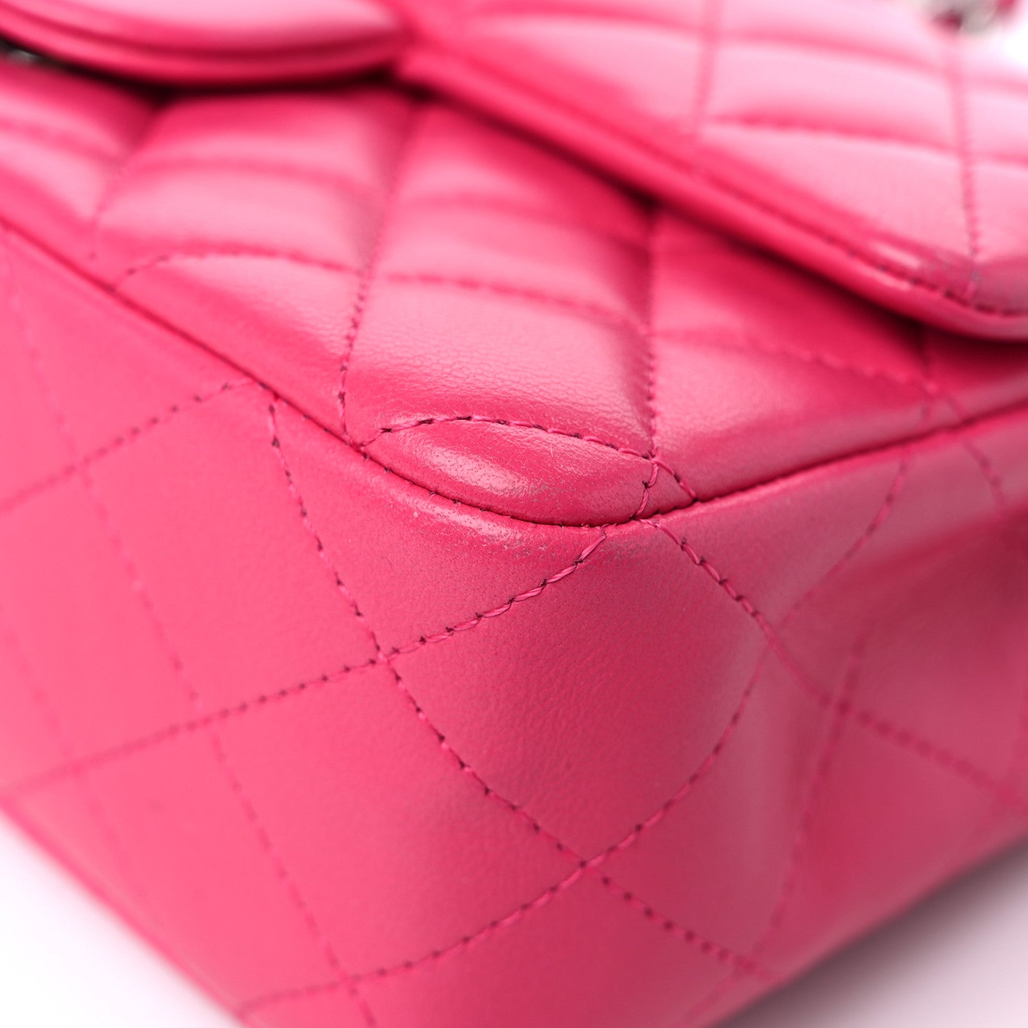 Chanel Lambskin Quilted Mini Rectangular Flap Fuchsia 9 of 14