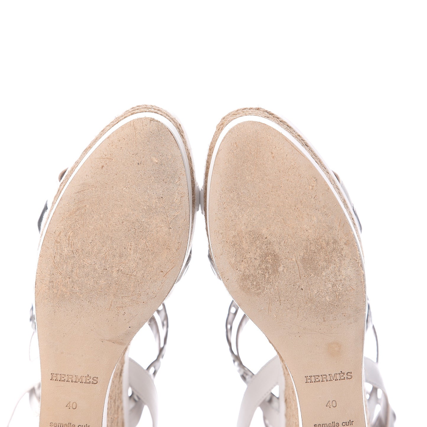 Metallic Nappa Amarres Wedge Espadrille 40 White Gris Argente
