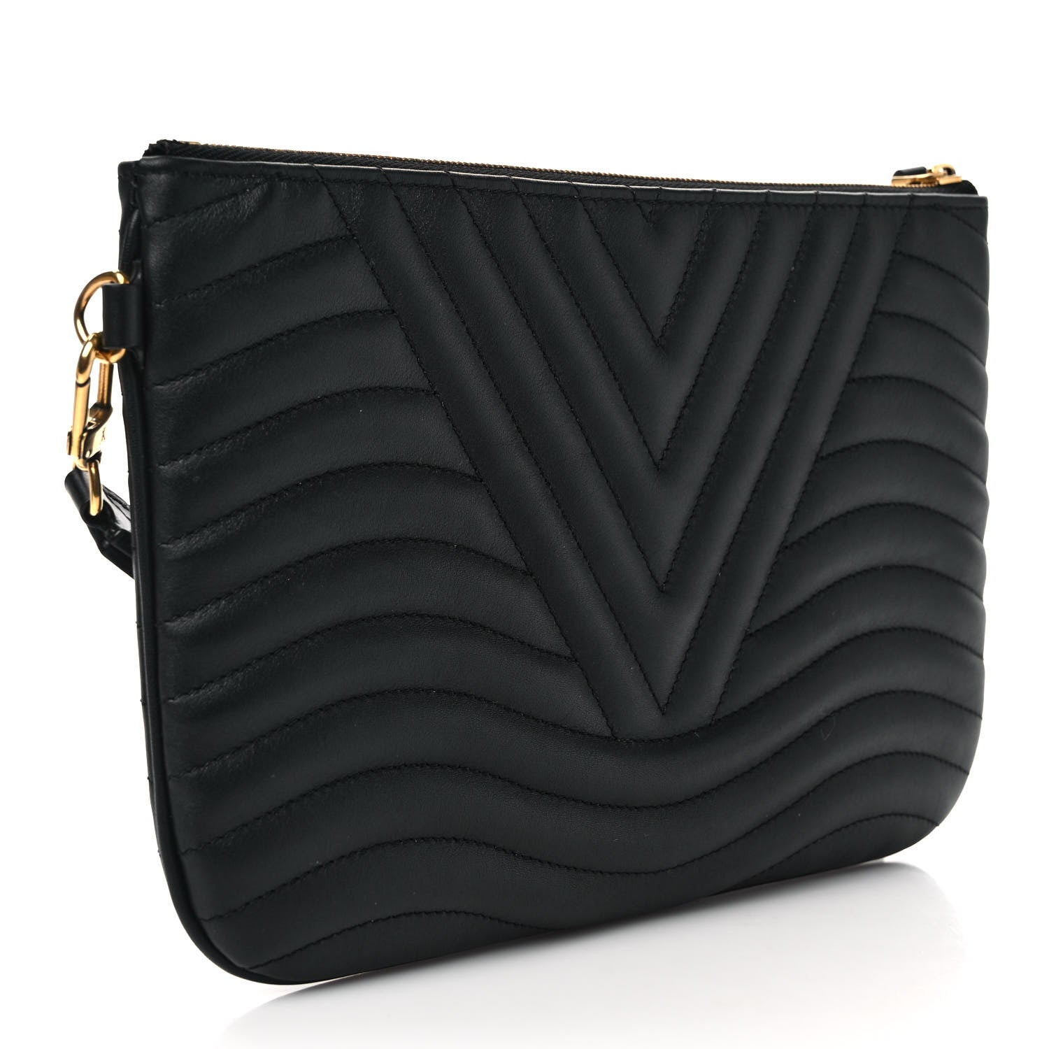 Louis Vuitton Calfskin New Wave Zipped Pochette Black 3 of 6